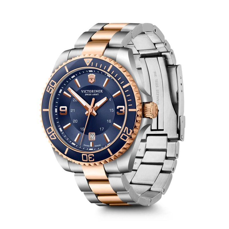Reloj_Maverick_Large_correa_acero_inoxidable_bicolor_dial_azul_Victorinox_2